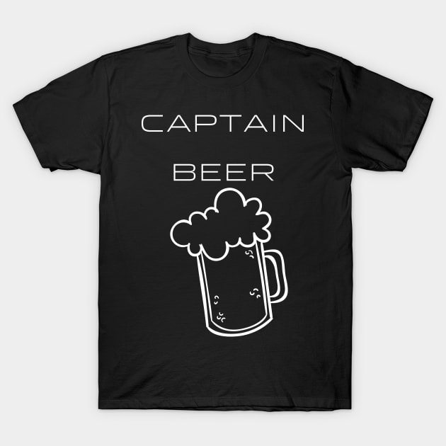 Captain Beer Typography White Design T-Shirt by Stylomart